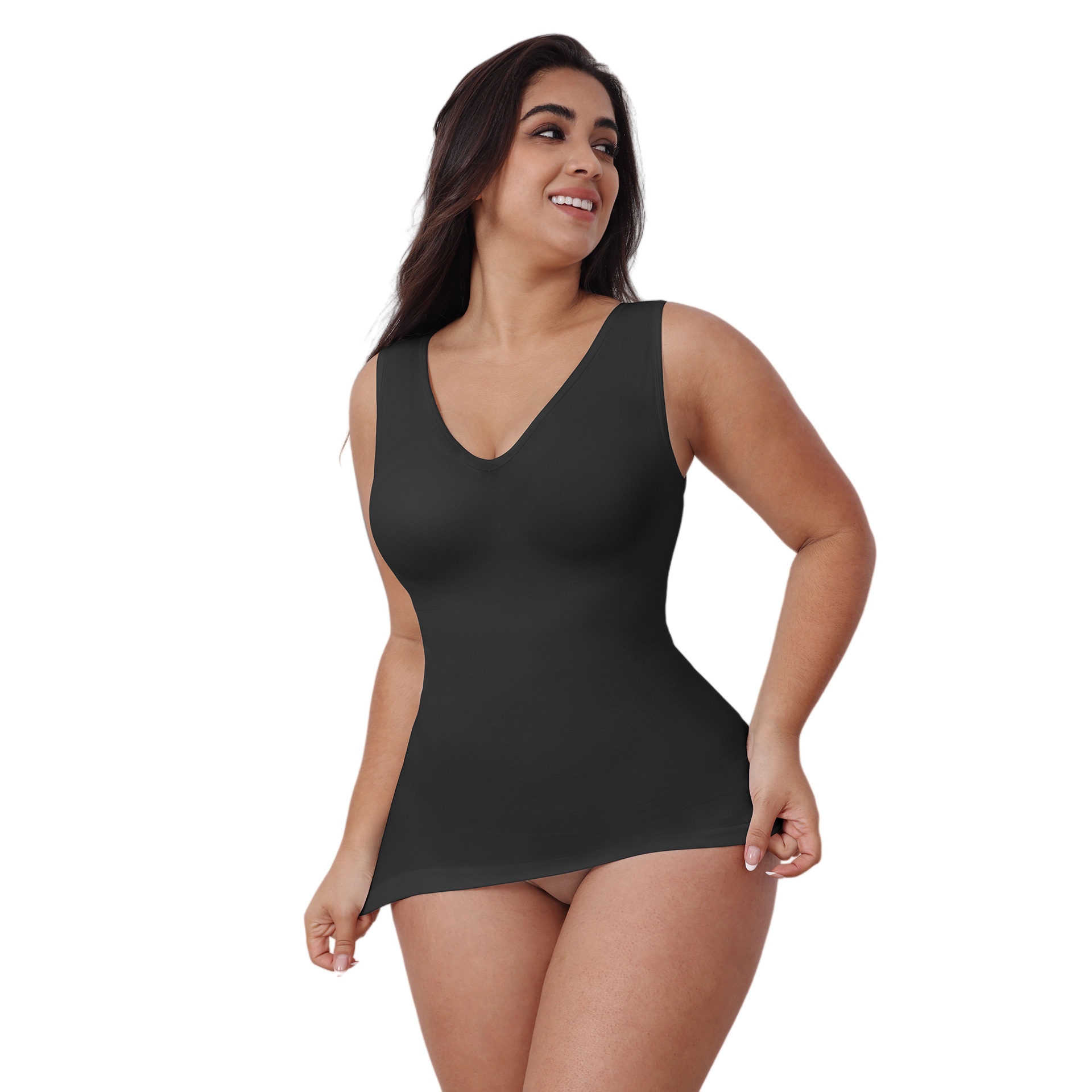 Womens Tummy Control Shaping Tank Top - V-Neck Body Shaper Slimming Underwear